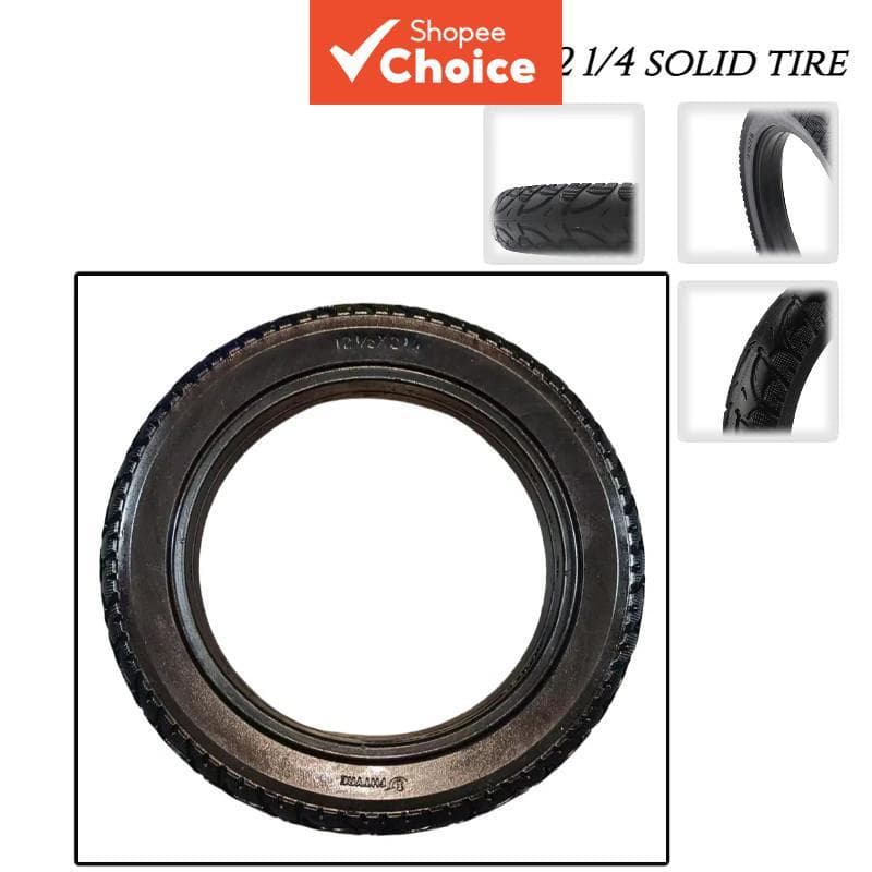  Pneus à prova de explosão sólidos 12 1/2 x 2 1/4 para veículos elétricos e scooters, duráveis