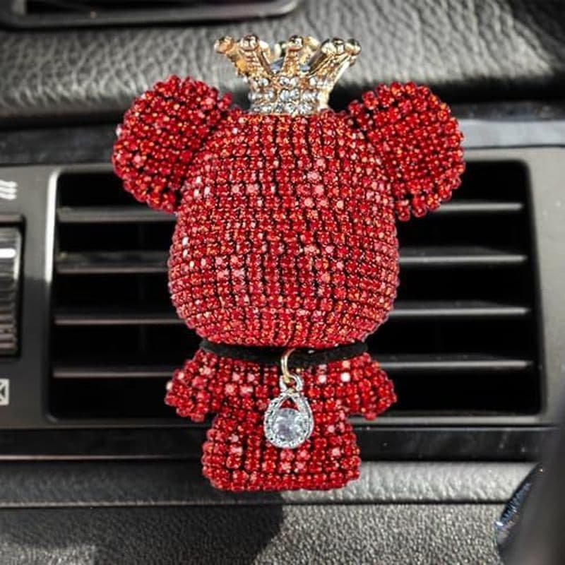 Acessórios Fofos para Carro, Aromatizador de Ar para Carro com Urso de Cristal Brilhante e Clipe de Ventilação, Decoraçã