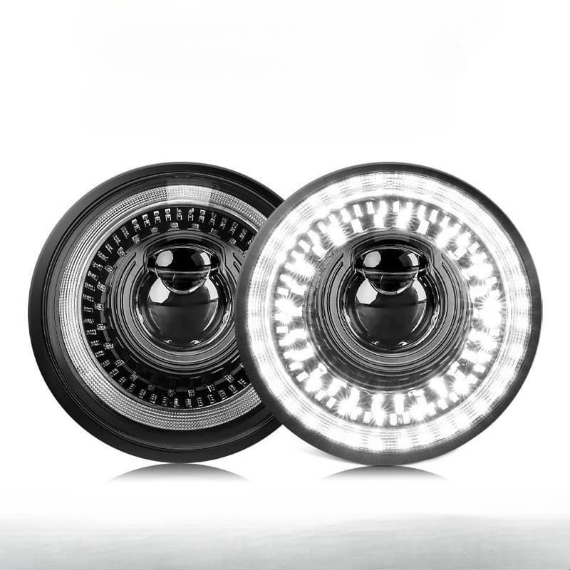 Motocicleta 23cm led farol Retro redondo anjo olho direção pequeno cascalho para Harley