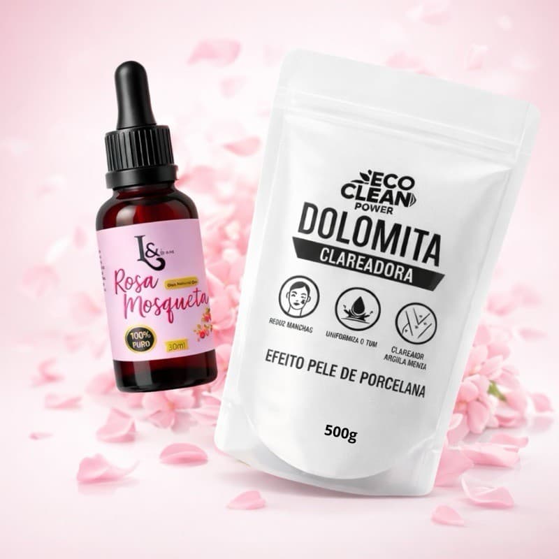 Kit Dolomita Clareadora Eco Clean + Óleo de Rosa Mosqueta 30ml  - L&BEAUTY
