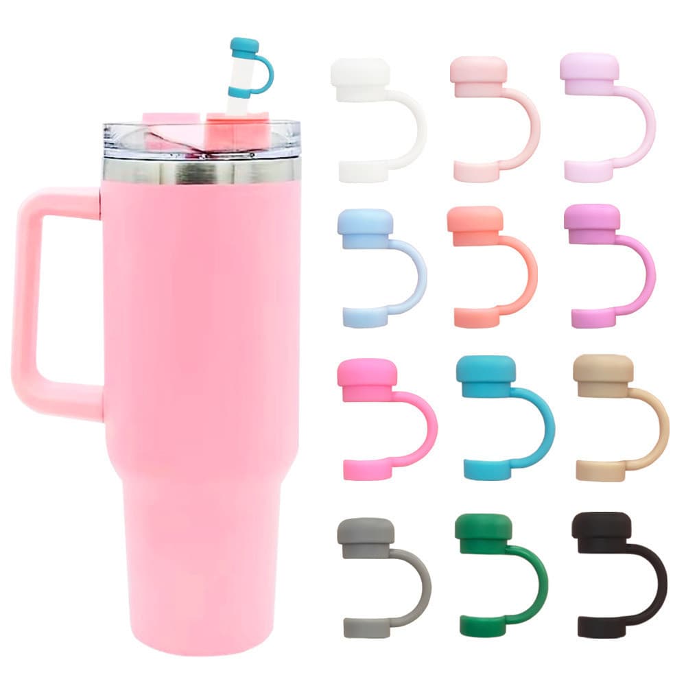 Tampa de canudo de silicone de 10mm, canudo minimalista de cor sólida e canudo de cor baixa