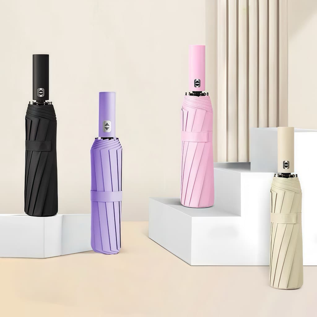 Guarda Chuva Automático Abre E Fecha Reforçado Contra Vento Proteção Solar Blackout