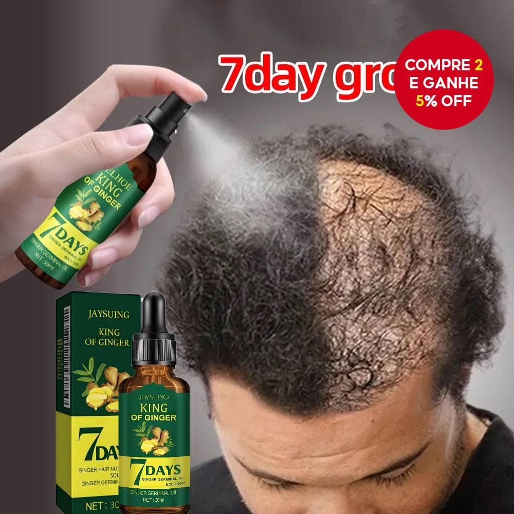  Óleo de Crescimento Capilar Jaysuing Essência de Gengibre King 7 Dias Queda de Cabelo Crescimento Capilar Sérum