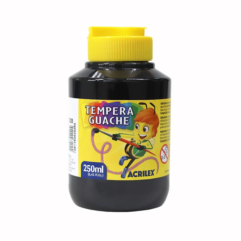 Tinta guache Preto 250ml 520 Acrilex