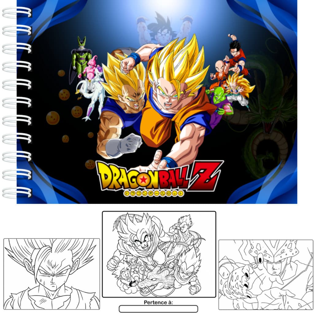 Livro de Colorir Dragon Ball Z Capa Dura A5 50 Paginas Folhas 180g + Acetato