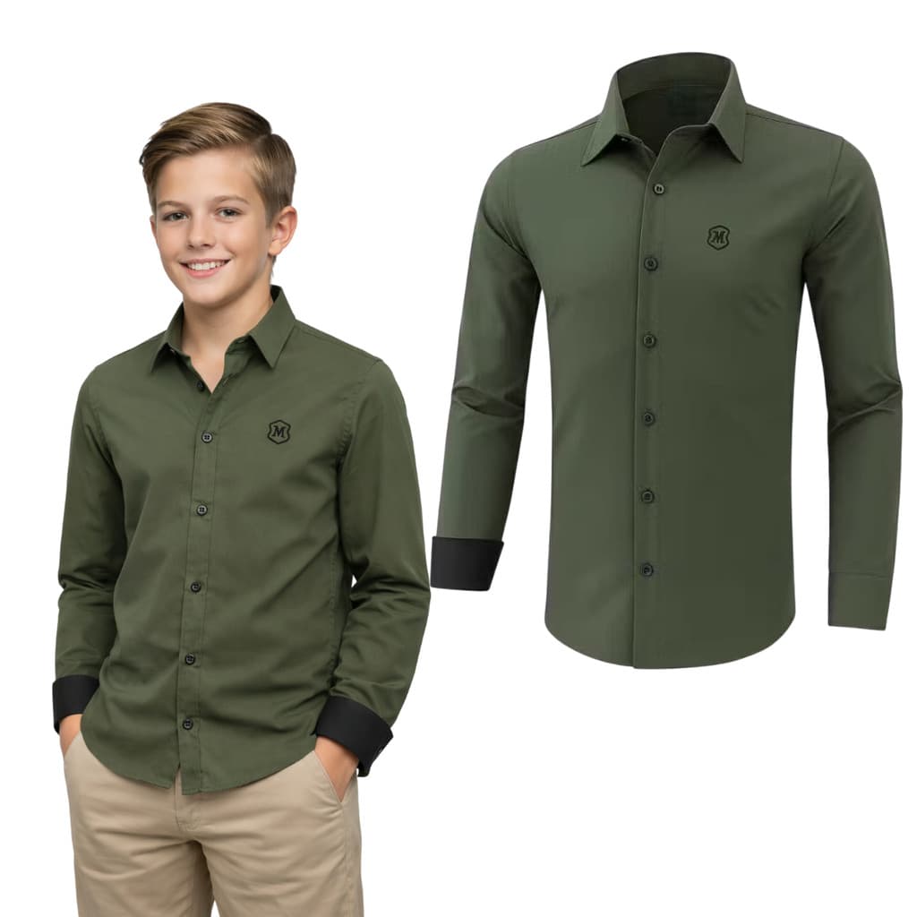 Camisa Infantil Social Manga Longa Confortável