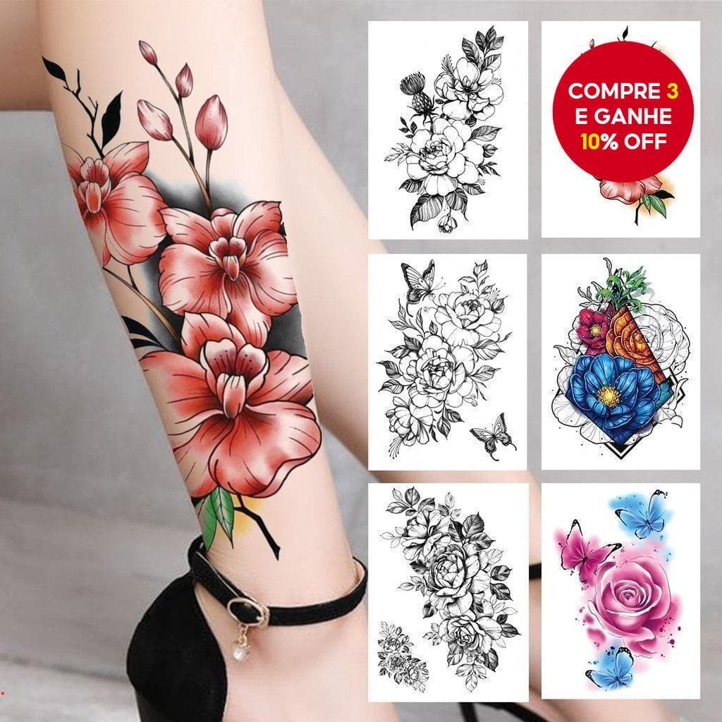 Tatuagem Temporária De Flor 3D Em Aquarela , Peônia E Designs De Renda Para Mulheres , Adesivos Florais De Perna