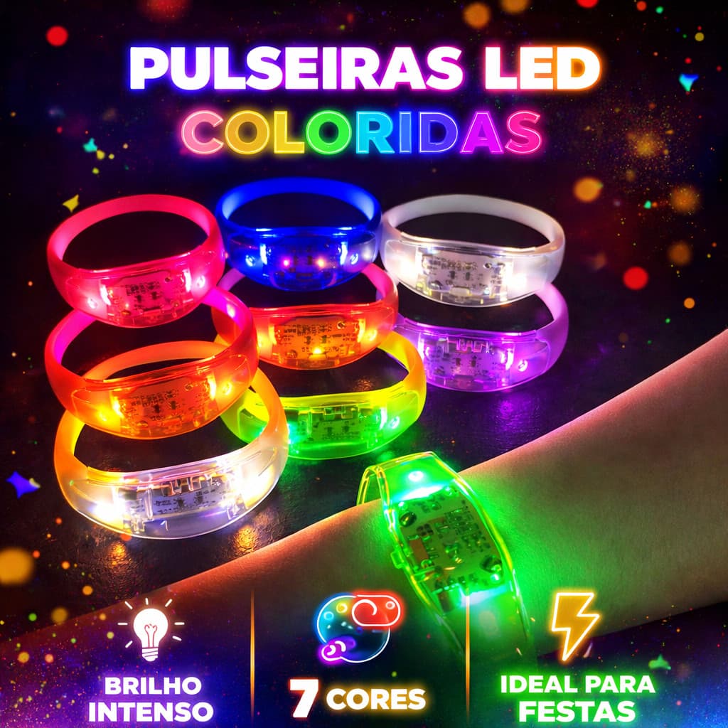 Pulseira De Led Ativa Bate Com A Batida Da Música Som Para Festas Casamentos Eventos