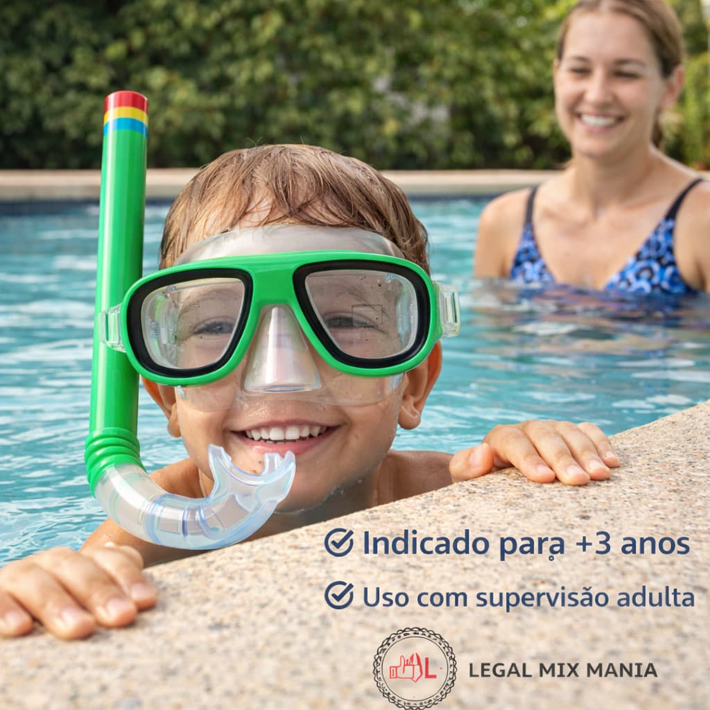 Kit Mergulho Completo Infantil Máscara Snorkel Óculos Natação Praia Piscina Esporte Aquático Verão
