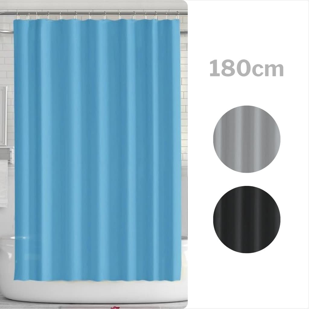 Cortina de Banheiro para Box 180cm PEVA Impermeável Antimofo Lisa com Argolas Flexível Leve Resistente Cores Prática