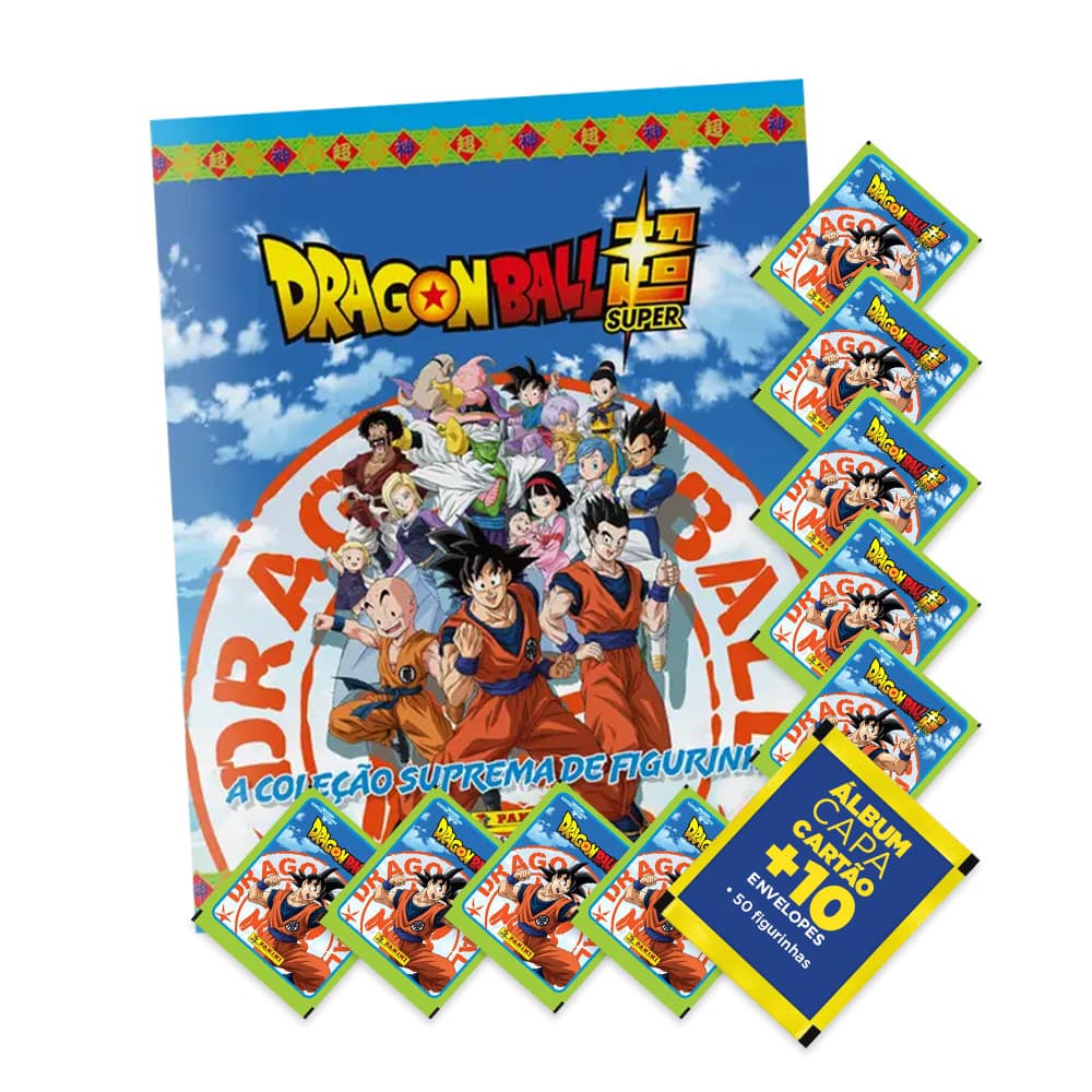 Dragon Ball Super - Álbum Capa Cartão + 10 envelopes (50 Figurinhas) - Novo - Editora Panini