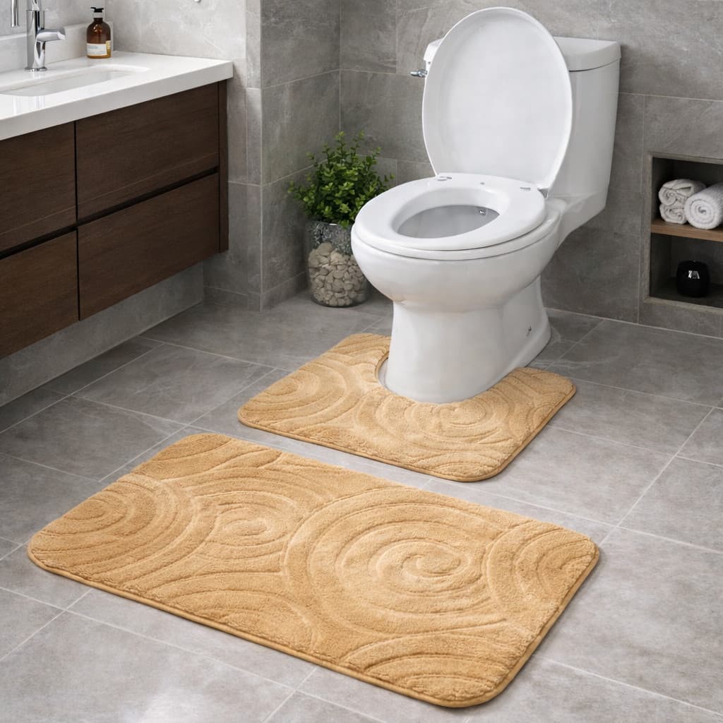 Jogo Tapete Banheiro 2 Peças Macio Antiderrapante Tapete para Vaso Sanitário + Piso |3998| Novidade
