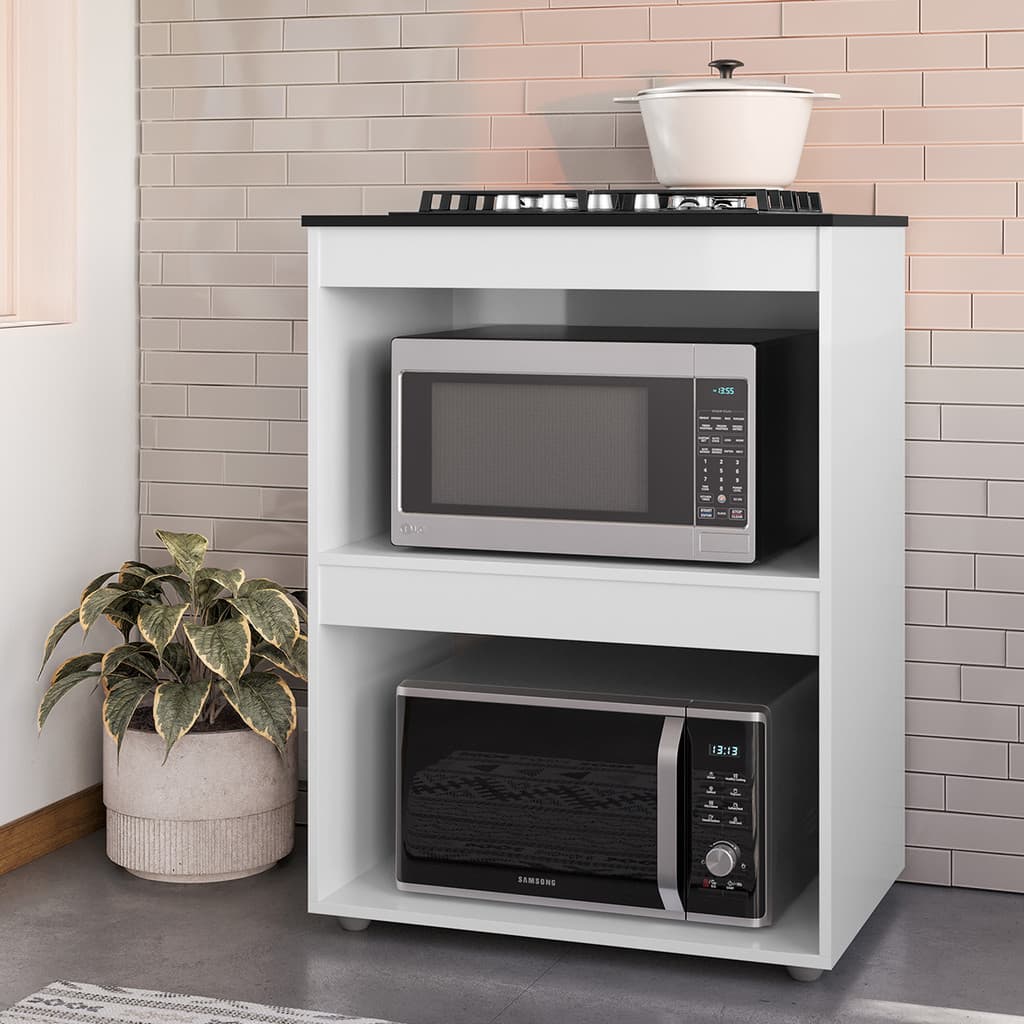 Balcão Gabinete Cooktop de Cozinha 2 Nichos em MDP Adriana