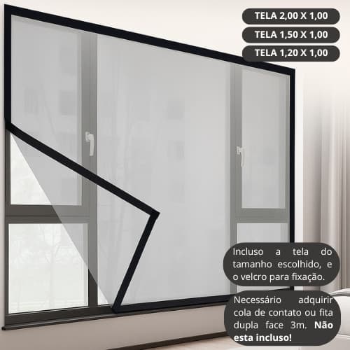 Tela Mosquiteira Fibra de vidro Resistente de Velcro - Fácil Instalação