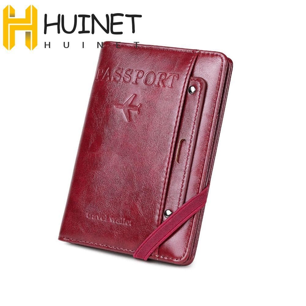 HUINET Bolsa Para Passaporte PU , Porta-Cartões , Carteira De Viagem Bilhetes RFID , Capa Cartão Antifurto , Clipe