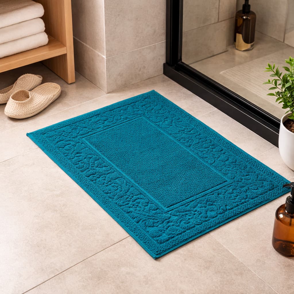 Kit até 4 Tapetes Banheiro Algodao Grosso Super Absorvente Toalha Piso 50cmX75 680g/m²