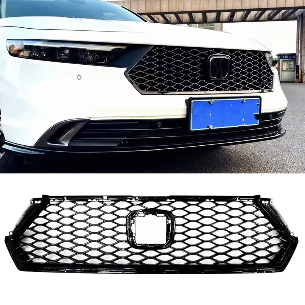 Para Honda Accord 2023-2024 Grade Dianteira Corrida Grills Estilo Favo De Mel Preto Brilhante Carro Superior Pára-Choque