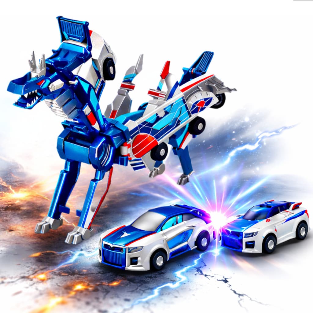 Carrinho De Dinossauro Magnético 2 Em 1 Presente Menino Menina Transformável Automática Por Colisão