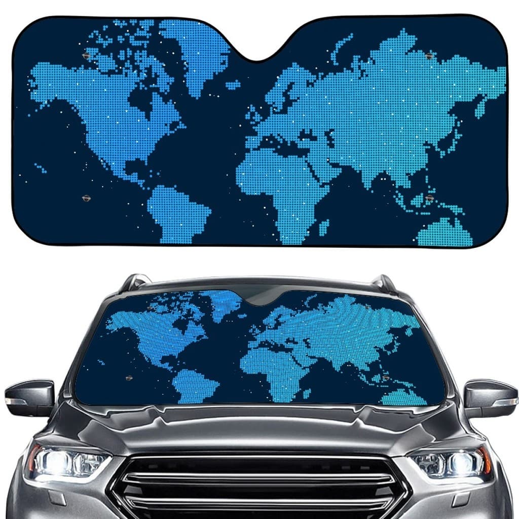2026 novo estilo carro viseira de sol bloco mapa do mundo ventosa pára-brisa dianteiro protetor solar viseira isolamento
