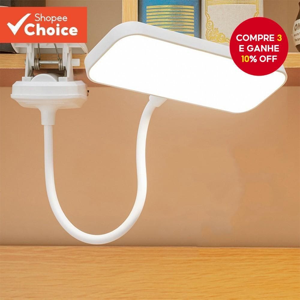 Candeeiro De Mesa Com Clipe USB Regulável 360 ° Lâmpada Luz Noturna De Cabeceira Para Leitura De Estudo No Quarto