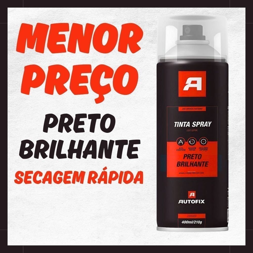 Spray Preto Brilhante 400ml – Alta Qualidade Alta Cobertura OK