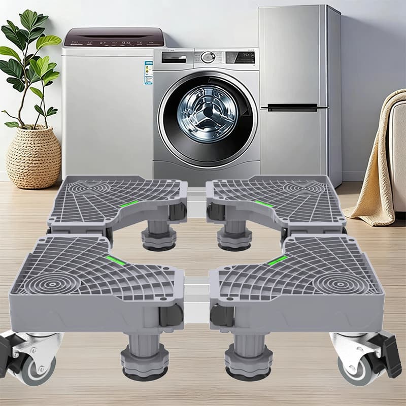 Suporte Para Geladeira / Maquina De Fogão Inox E Lavar Com Rodinhas Base Móvel Flexível Carrinho