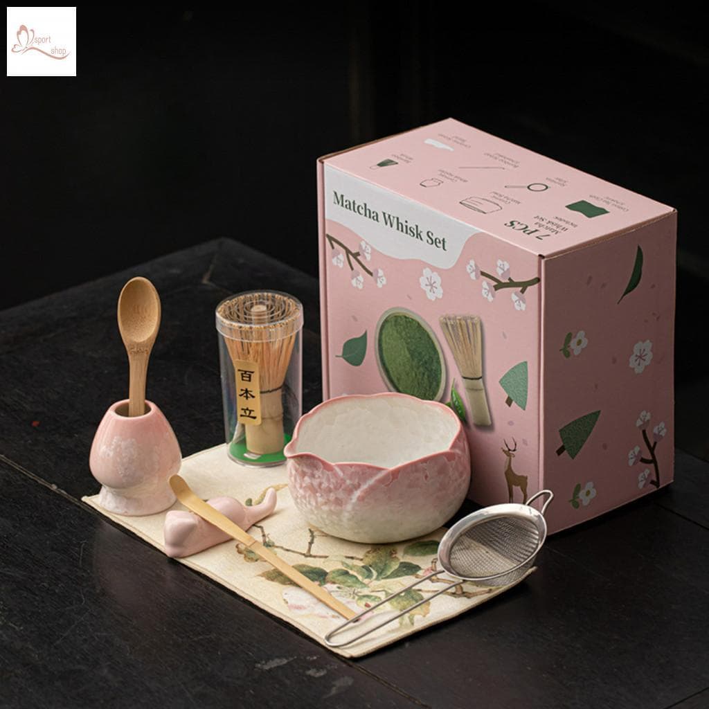 Conjunto Matcha De Cerâmica De Flor De Gelo De Cristal-Tigela De Batedor Com Bico E Ferramenta De Agitação