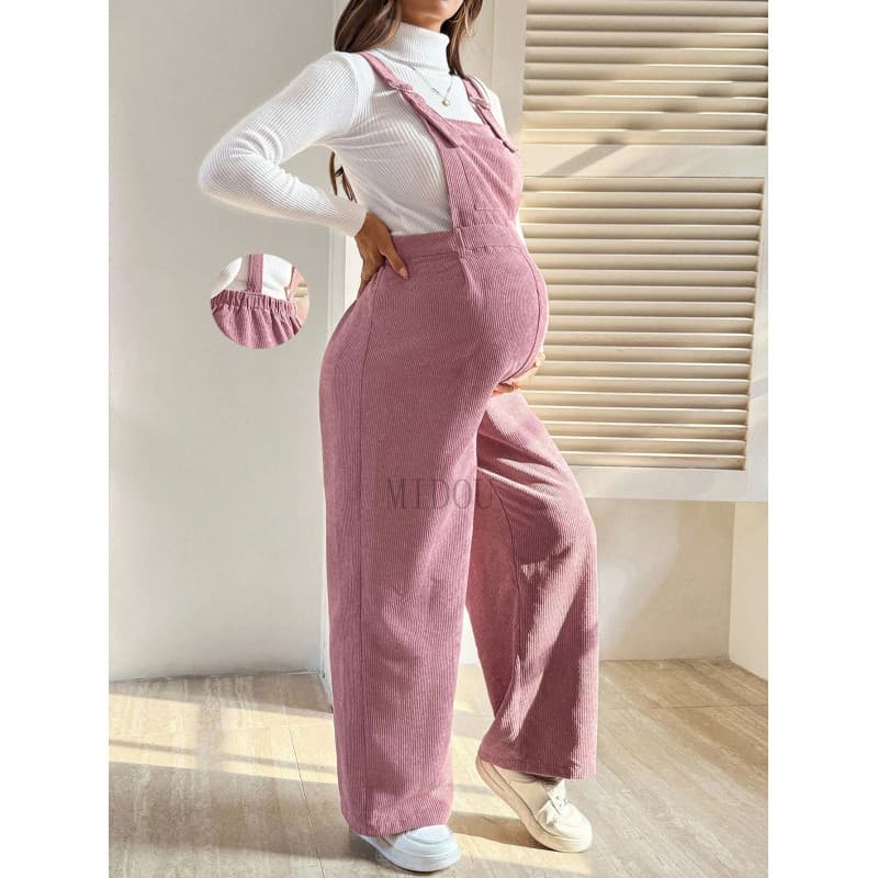 2025 Moda Outono Inverno Calças de Maternidade Cintura Elástica Macacão de Corduroy Solto para Mulheres Grávidas