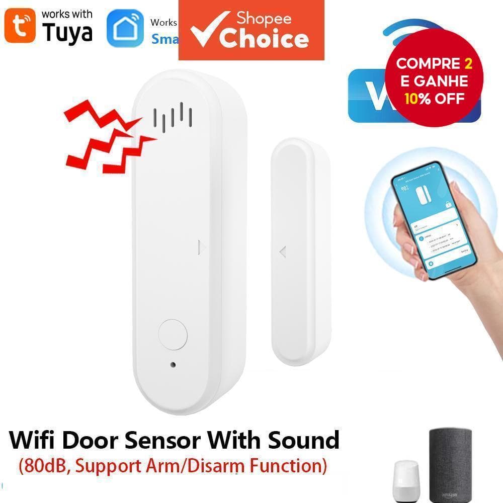 Sensor de Porta Grafite Smart WiFi 80dB Sensor de Janela de Som Sensor de Porta de Alarme APP Sensor de Porta de Alarme