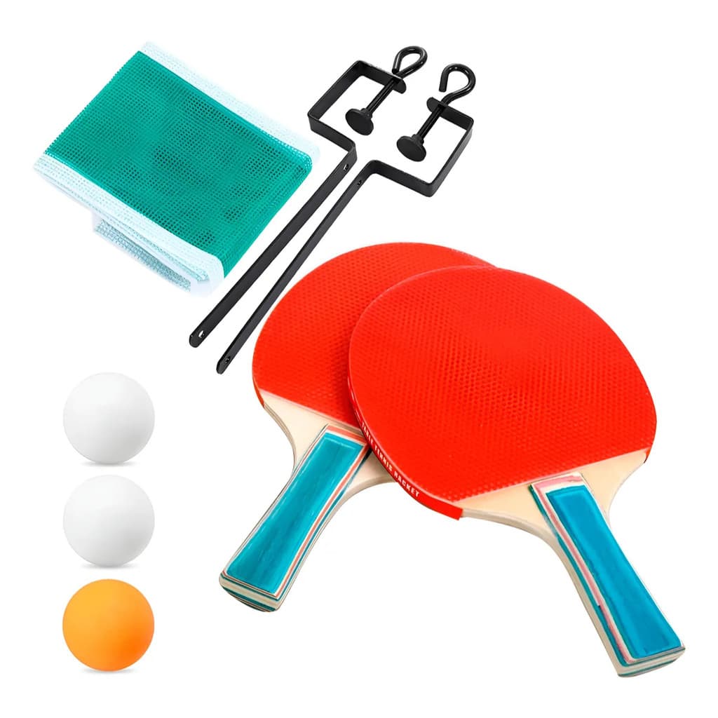 Kit Ping Pong Rede e Raquete De Madeira Para Tênis De Mesa Com 3 Bolas Profissional