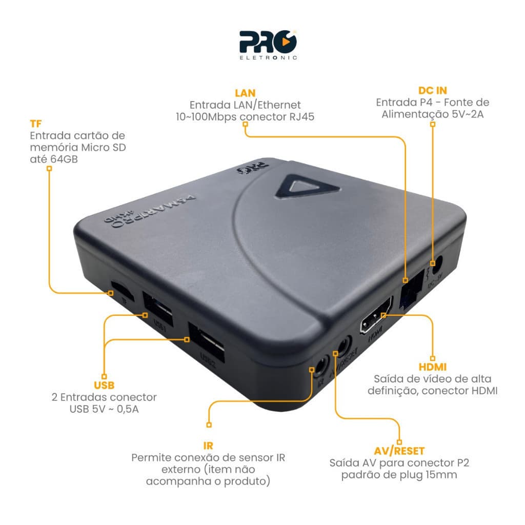 Conversor SMART Tv Box Proeletronic Prosb-3000/2gb 4k 16gb