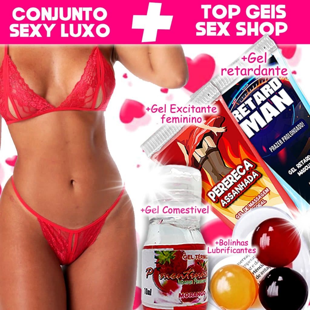 Kit Conjunto Lingerie Com Renda Sem Bojo + Gel