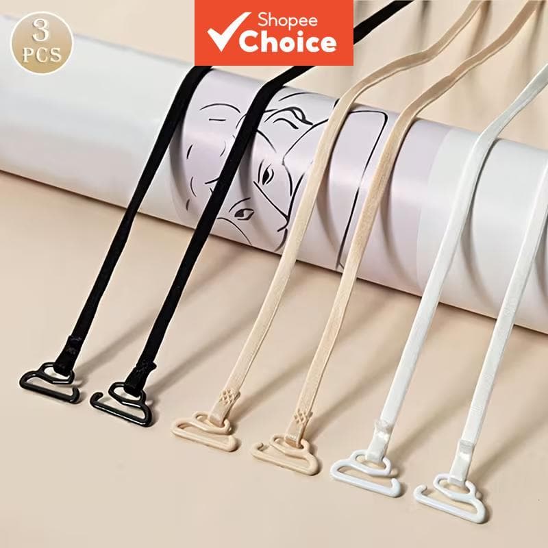  3 Pares de Acessórios para Alça de Sutiã Invisível – Removível, Antiderrapante, Tecido de Malha de Poliéster,