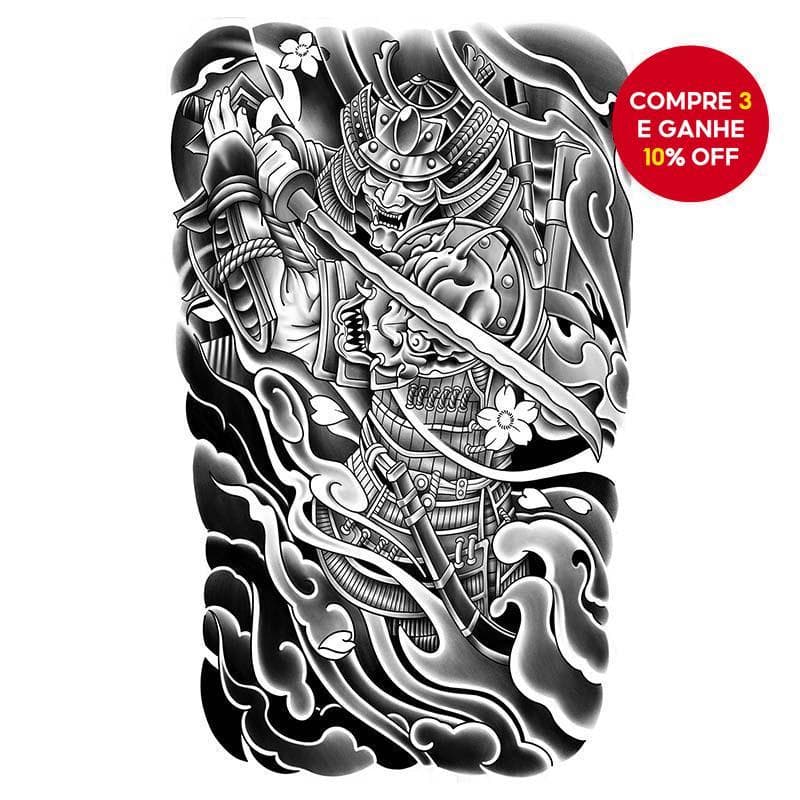 Adesivos de Tatuagem Temporária à Prova d'Água de Samurai Japonês - Tatuagens Herbais Semipermanentes para os Braços