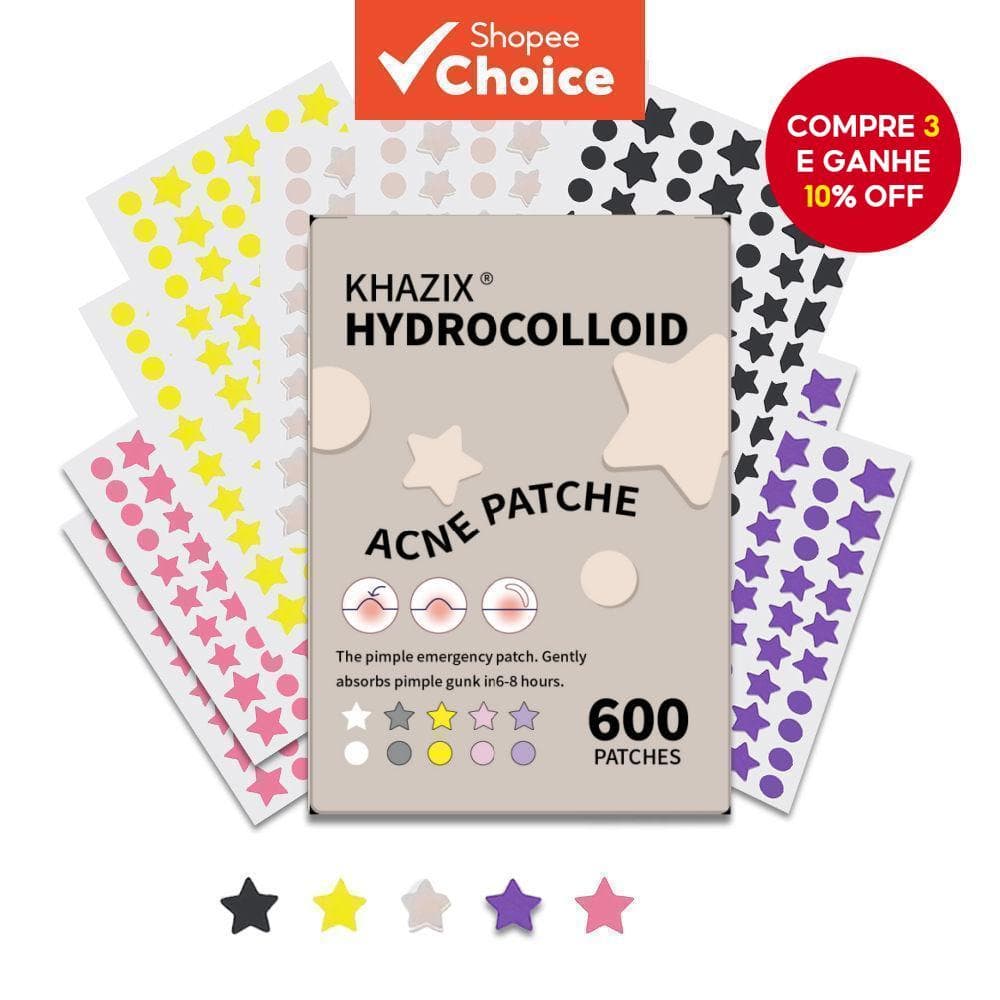  Patches de Acne Estrela de Hidrocolóide 360/600PCS - Adesivos Fofos para Espinhas, Manchas e Cuidados com a Pele