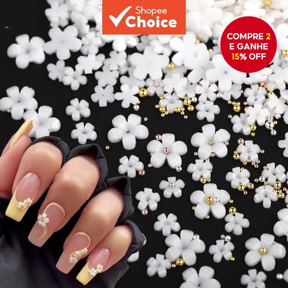 1000 Unidades Mini Amuletos De Unhas De Flor 3D Resina Branco Rosa Colorido 5 Pétalas Pequenas