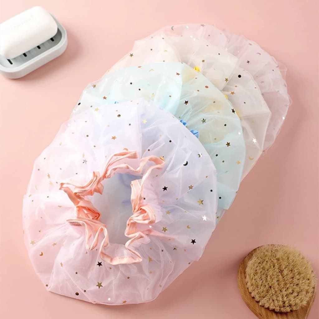 Touca Para Banho Dupla Plástico Impermeável Reutilizável
