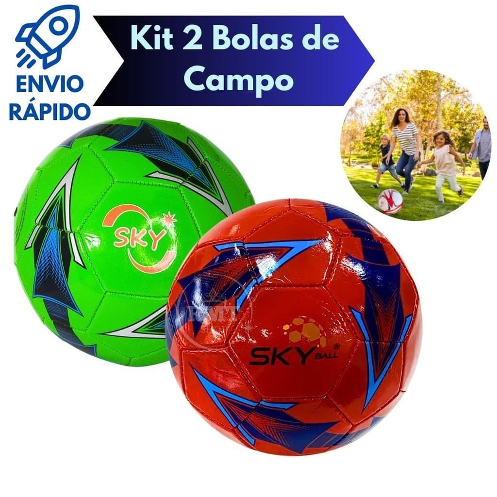 Kit 2 Bolas De Futebol Para Campo Tamanho 5 PVC Cores Sortidas