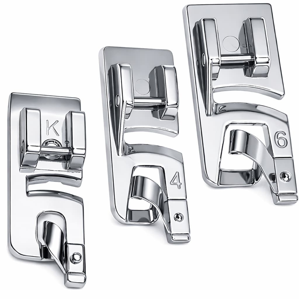 03 Sapatas Calcador Sapatilha Bainha Enrolada 3mm 4mm E 6mm