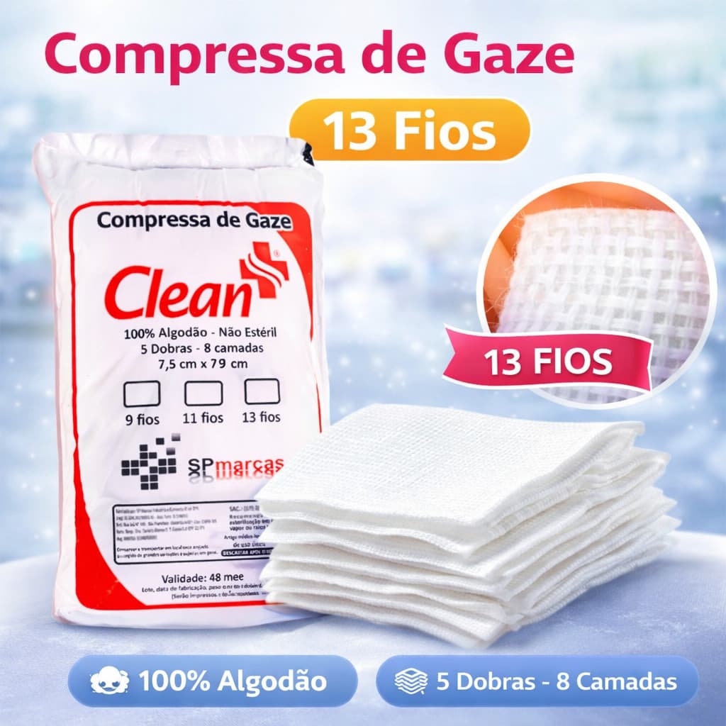 Compressa De Gaze 13 Fios Hidrófila Pacote Anvisa Descartável