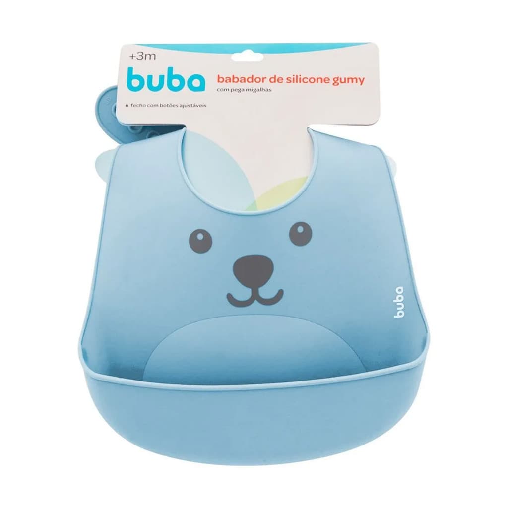 Babador Silicone Buba Impermeável Pega Migalhas Gumy Azul