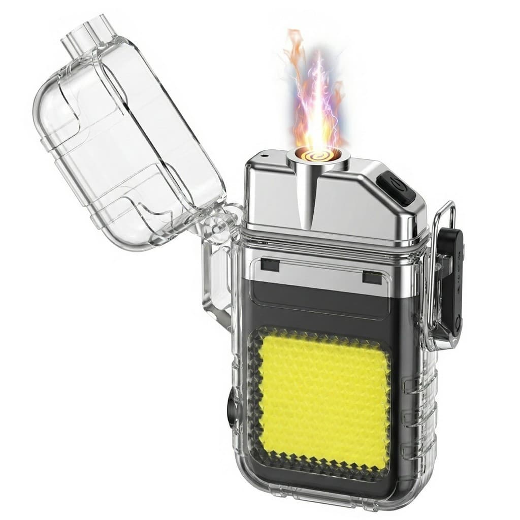 Isqueiro com Lanterna LED Forte Recarregável USB Compacto para Uso Diário