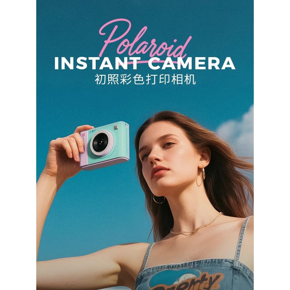 Câmera Polaroid impressora fotográfica portátil impressão de fotos dois-em-um crianças estudante câmera presente