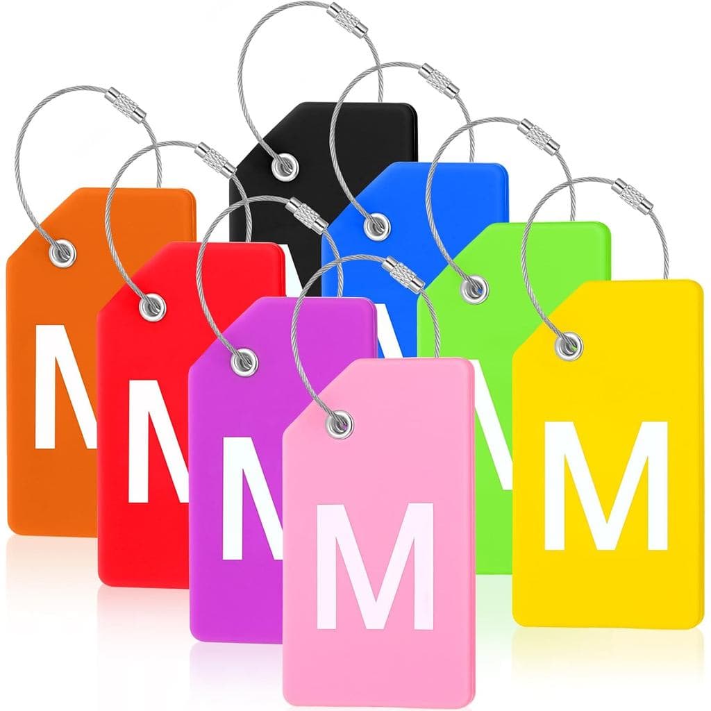 Etiquetas De Bagagem Az Com Letra Inicial , 8 Peças , Etiqueta De Instrumento De Mala De Silicone Cartão De Nome E Laço 