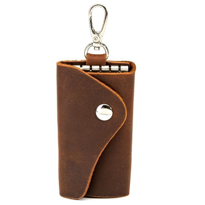 Crazy Horse Couro Simples Couro Chave Caso Retro Chave Caso Pequeno Saco Puro Chaveiro Feito à Mão