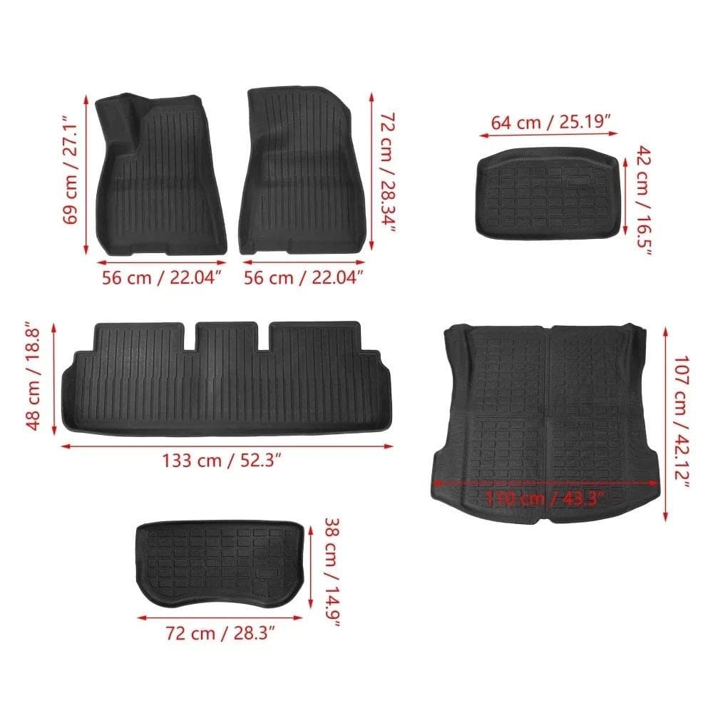 6 Pçs/Set Tapete Para Tesla Modelo 3 2021-2023 De Bagagem Personalizado Tronco 3D TPE Conjunto De Forro De Piso Antiderr