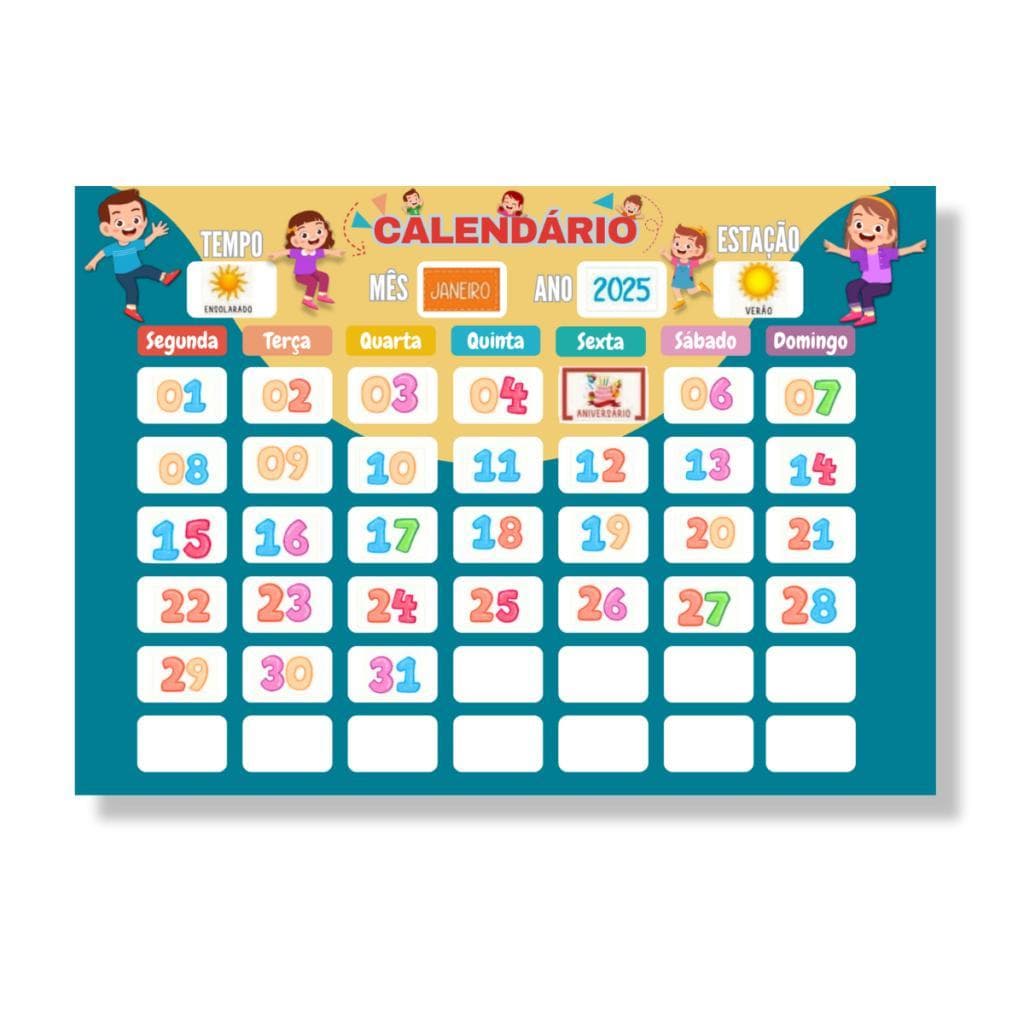 Quadro Educativo Infantil Calendário Diário Interativo Opfy