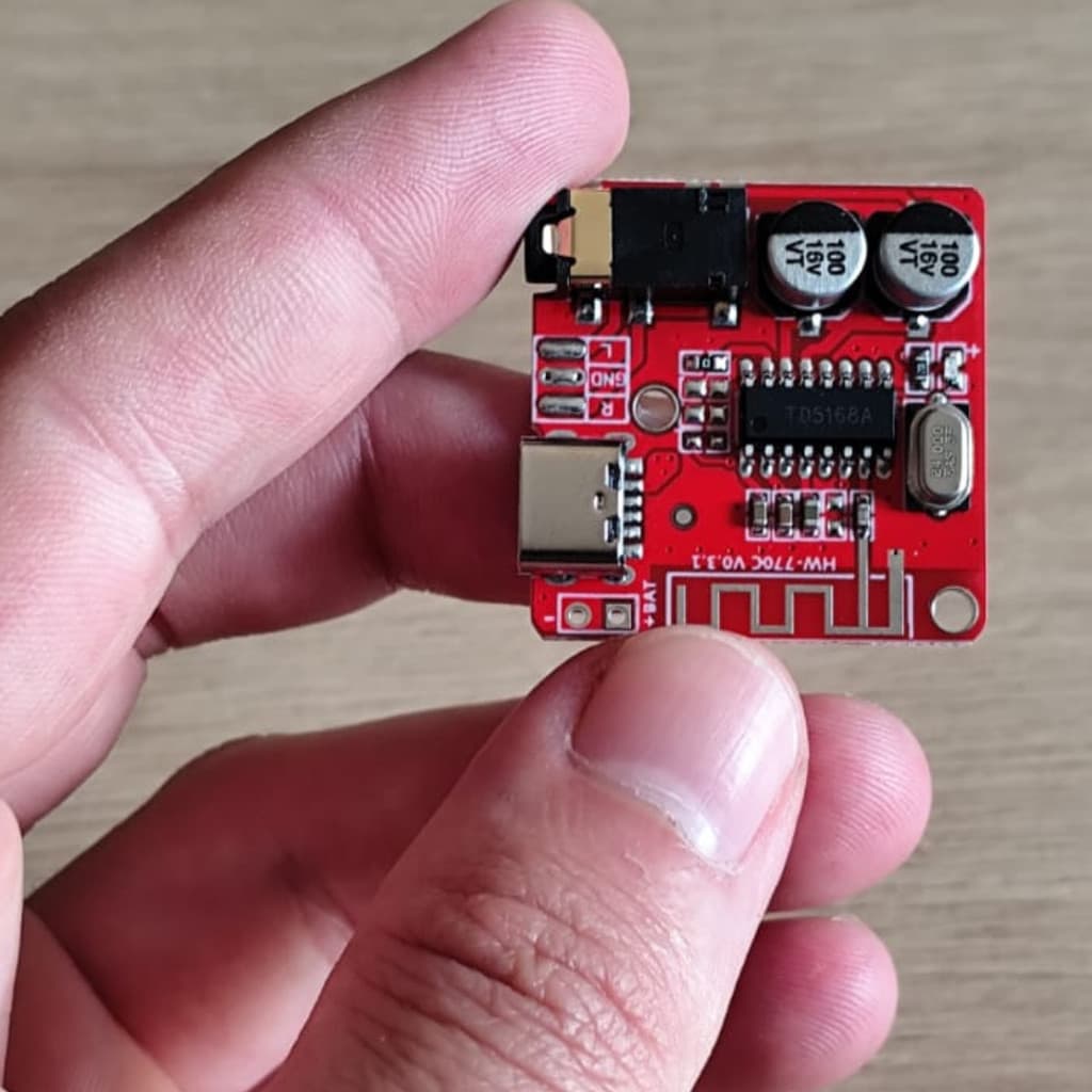 KIT 3X OU 5X Mini Placa Bluetooth MP3 Decodificadora Áudio DIY Entrada Tipo C placa de circuito XY-BT-Mini