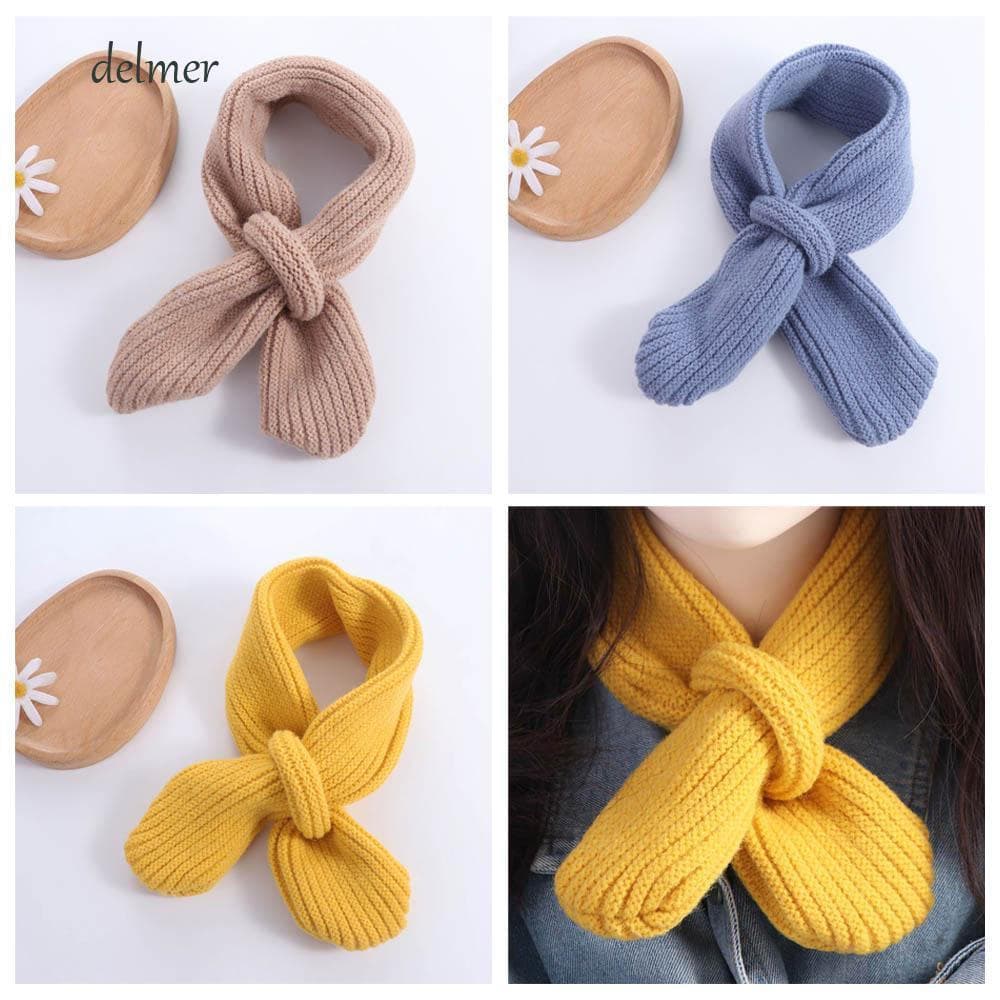 DELMER Lenço Infantil De Malha , Cachecol Estilo Coreano De Cor Sólida Para Meninos E Meninas , Cachecóis Quentes De Inv