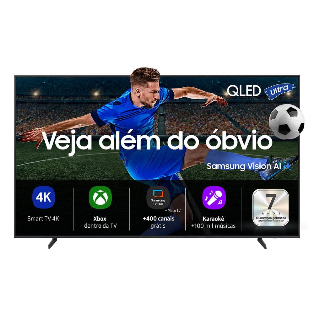Samsung Vision AI TV 65" QLED Ultra 4K QEF1 2025, Pontos Quânticos, Processador com AI, Art Store, Alexa